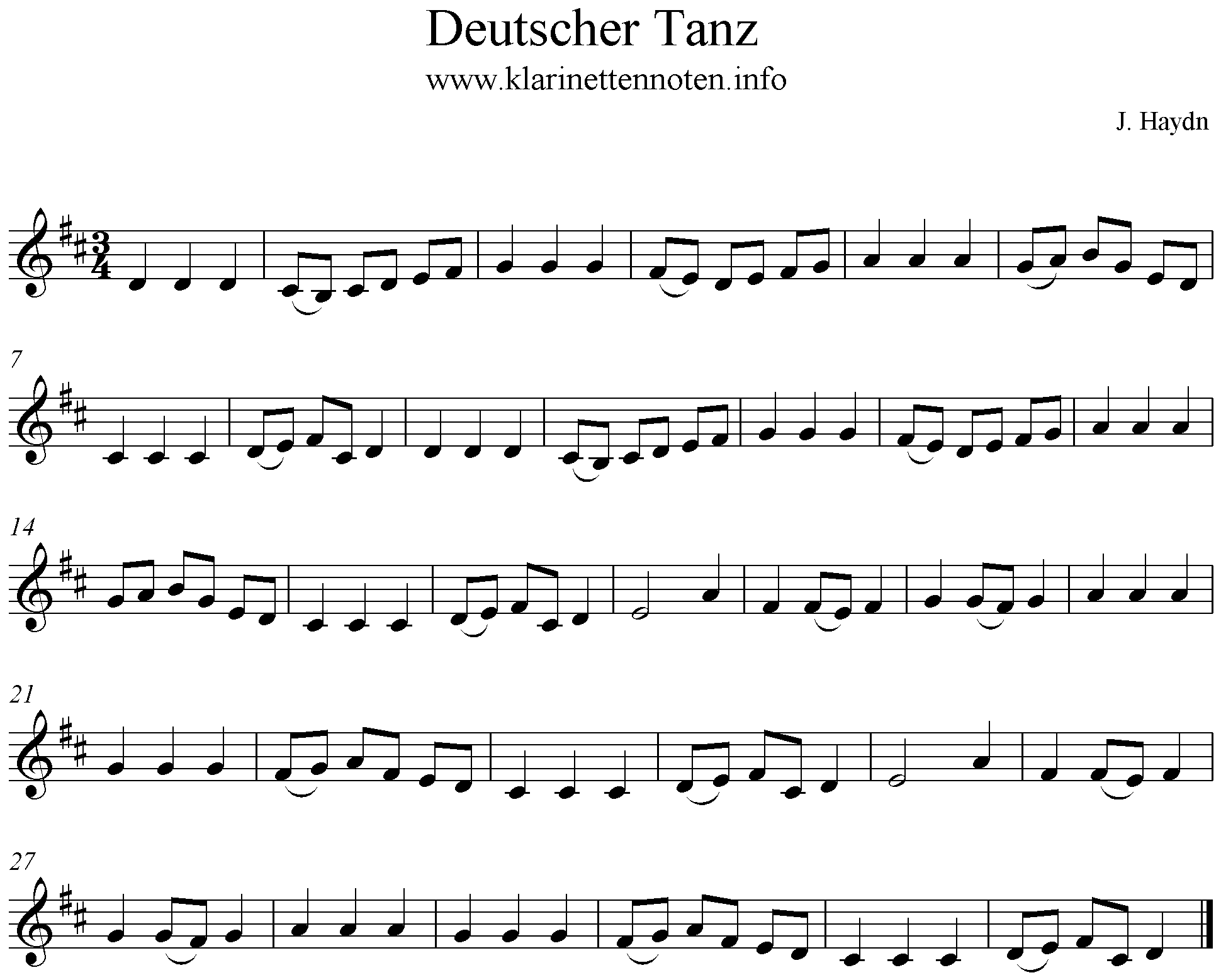 Deutscher Tanz , Josef Haydn, D-Dur